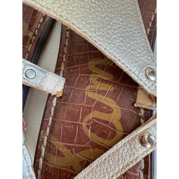 4 for $10 Sam Edelmen Gold Leather Thong Sandals 8.5 - Picture 5 of 7
